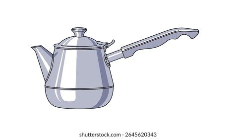 Shiny Metal Coffee Pot With Long Handle