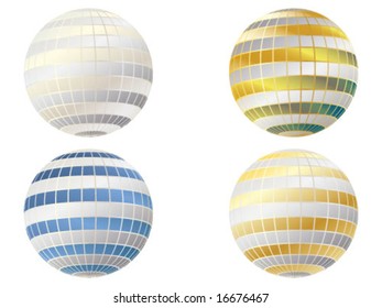 Shiny metal globes