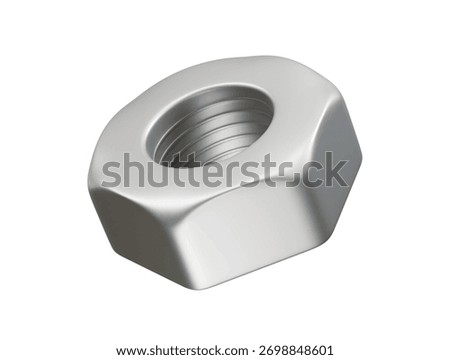 Shiny Metal Hex Nut icon 3d render illustration