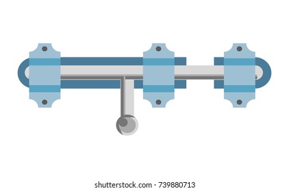 Llave de metal brillante y bucles azules ilustraciones aisladas