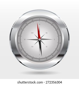 Shiny metal navigation compass for your design and logo