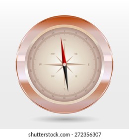 Shiny metal navigation compass for your design and logo