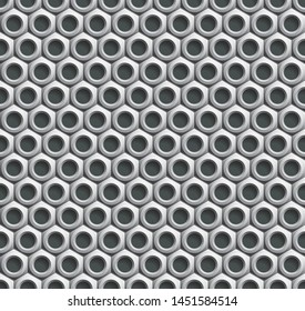 Shiny metal nuts vector background for decoration in a technical style