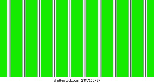 Barras de prisión de metal brillante aisladas en una llave de croma verde. Una jaula carcelaria detallada, una cerca de hierro de la prisión. Broma de antecedentes penales. Ilustración del vector