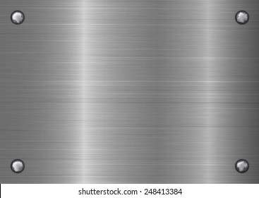 Shiny metal texture background and rivet, rectangle style. A vector illustration.