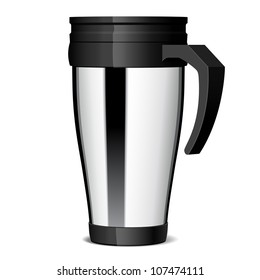 Shiny Metal travel thermo-cup vector