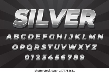 Shiny Metalic Silver Text In Silver Gradient Color Style With 3d and embossed effect text style effect mockup