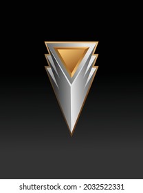 Shiny metallic abstract emblem concept on black background