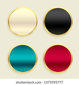 shiny metallic golden circular buttons set