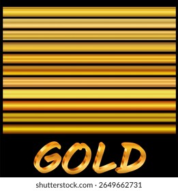 glanzende metalen hellingen. Metaalstructuur. Verzameling van gouden metalen hellingen. Vectorillustratie