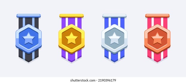 Shiny and Metallic Hexagon Gamification Medals