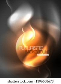 Shiny metallic neon waves vector design, abstract techno futuristic illustration