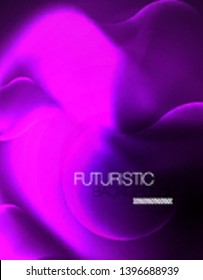 Diseño vectorial de ondas de neón metálicas brillantes, ilustración abstracta tecno futurista