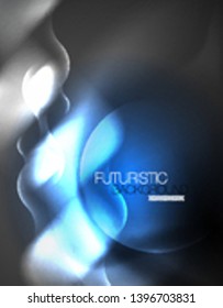 Shiny metallic neon waves vector design, abstract techno futuristic illustration