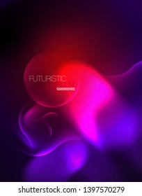 Shiny metallic neon waves vector design, abstract techno futuristic illustration