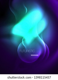 Shiny metallic neon waves vector design, abstract techno futuristic illustration