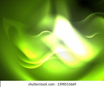 Shiny metallic neon waves vector design, abstract techno futuristic illustration