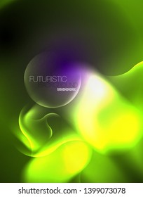 Shiny metallic neon waves vector design, abstract techno futuristic illustration