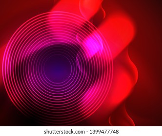 Diseño vectorial de ondas de neón metálicas brillantes, ilustración abstracta tecno futurista