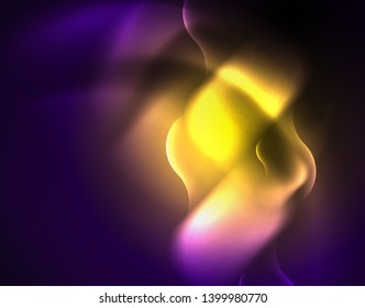 Shiny metallic neon waves vector design, abstract techno futuristic illustration