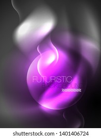 Shiny metallic neon waves vector design, abstract techno futuristic illustration
