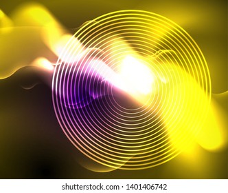 Design de vetor de ondas de néon metálico brilhante, ilustração futurista techno abstrata