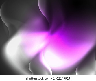 Shiny metallic neon waves vector design, abstract techno futuristic illustration