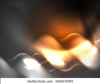 Shiny metallic neon waves vector design, abstract techno futuristic illustration