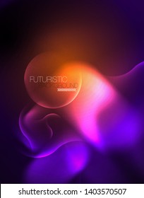 Shiny metallic neon waves vector design, abstract techno futuristic illustration