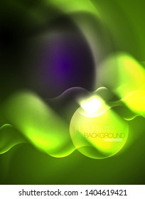 Shiny metallic neon waves vector design, abstract techno futuristic illustration