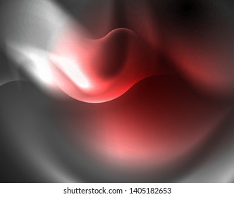 Shiny metallic neon waves vector design, abstract techno futuristic illustration