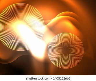 Shiny metallic neon waves vector design, abstract techno futuristic illustration