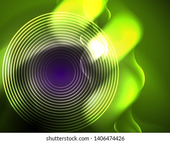Shiny metallic neon waves vector design, abstract techno futuristic illustration