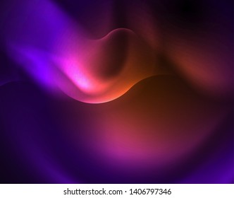 Shiny metallic neon waves vector design, abstract techno futuristic illustration