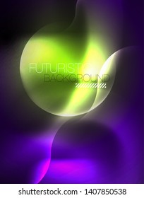 Shiny metallic neon waves vector design, abstract techno futuristic illustration