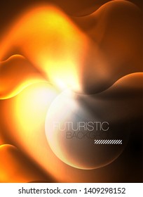 Shiny metallic neon waves vector design, abstract techno futuristic illustration