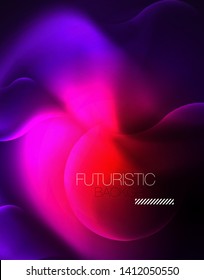 Shiny metallic neon waves vector design, abstract techno futuristic illustration