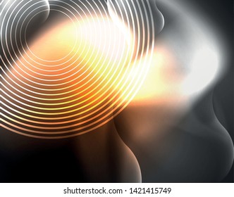 Shiny metallic neon waves vector design, abstract techno futuristic illustration