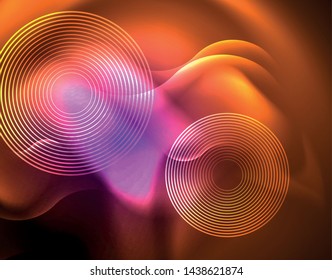 Design de vetor de ondas de néon metálico brilhante, ilustração futurista techno abstrata