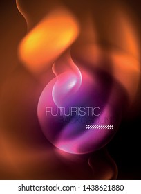 Shiny metallic neon waves vector design, abstract techno futuristic illustration
