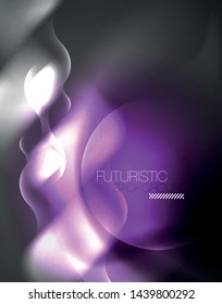 Shiny metallic neon waves vector design, abstract techno futuristic illustration