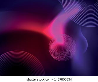 Shiny metallic neon waves vector design, abstract techno futuristic illustration