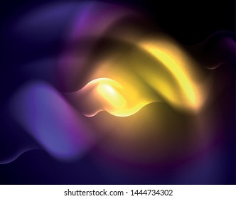 Shiny metallic neon waves vector design, abstract techno futuristic illustration