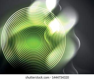 Shiny metallic neon waves vector design, abstract techno futuristic illustration