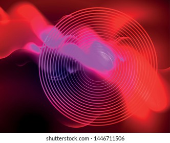 Diseño vectorial de ondas de neón metálicas brillantes, ilustración abstracta tecno futurista