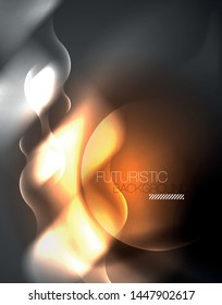 Shiny-metallische Neonwellen Vektordesign, abstrakte Techno-futuristische Illustration