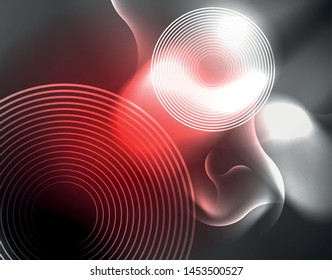 Diseño vectorial de ondas de neón metálicas brillantes, ilustración abstracta tecno futurista