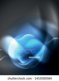 Diseño vectorial de ondas de neón metálicas brillantes, ilustración abstracta tecno futurista