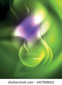 Diseño vectorial de ondas de neón metálicas brillantes, ilustración abstracta tecno futurista