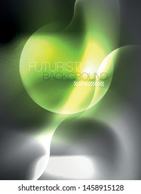 Shiny metallic neon waves vector design, abstract techno futuristic illustration